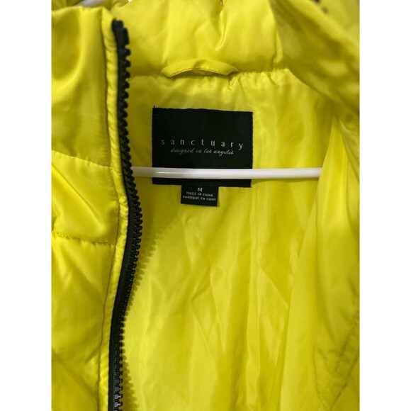 Sanctuary Cropped Puffa Jacket Women Medium Acid Green Winter Outerwear - Picture 4 of 6
